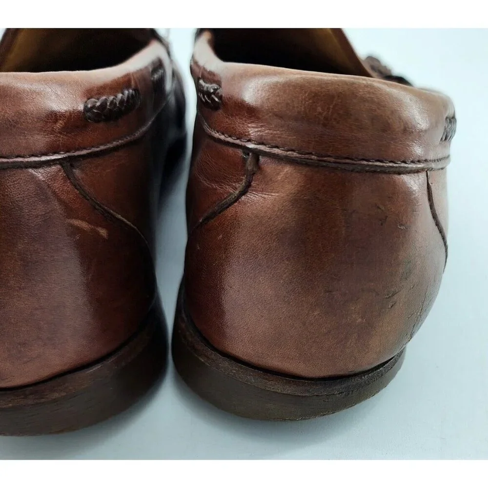 Stubbs and Wootton Palm Beach Brown Leather Boat Shoes Mens Size 10.5 D USA Made